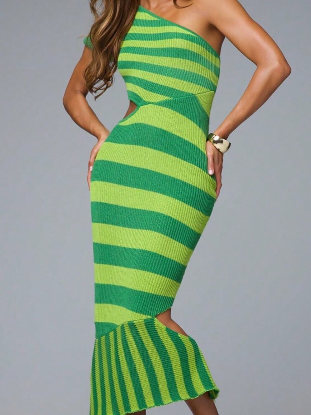 Multicolor Casual Women's Sweater Dress Rugby Stripe